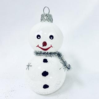 Irisa Vánoční skleněná figurka SNĚHULÁK JENDA 1 ks (bílá, velikost 12 cm )