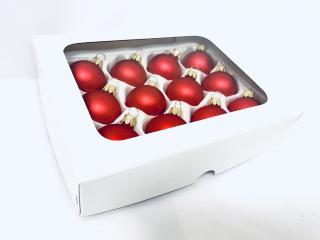 Irisa Vánoční skleněná sada ČERVENÁ RADOST matné ,červené koule 4 cm, SET 12 ks Balení: 12ks, Barva: červená, Velikost: 4 cm