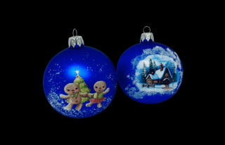 Modrá vánoční nostalgie: sada 2 ks skleněných ozdob - Perníček a Chaloupka (s dárkovou krabičkou) 7cm IRISA  Balení: 2ks, Barva: modrá, Velikost: 7…