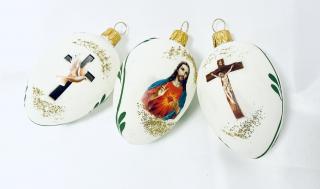 PESACH skleněné velikonoční vajíčko malé – transparetní 3ks, 7 cm