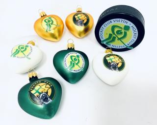 Řeknu to srdcem HC VSETÍN Balení: 7ks, Barva: zlatá;zelená;bílá, Velikost: 6 cm