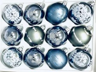 Sada vánočních ozdob, 12 ks, UNIKÁT RABIDUS, 6 cm Balení: 12ks, Barva: modrá, Velikost: 6 cm