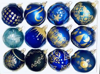 Sada vánočních ozdob, 12 ks, UNIKÁT SAPIENTES, 7 cm Balení: 12ks, Barva: modrá, Velikost: 7 cm