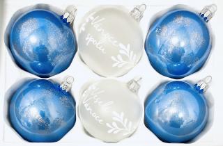 Sada vánočních ozdob, 6 ks, UNIKÁT ELECTRICO, 8 cm, modrá Balení: 6ks, Barva: bílá;modrá, Velikost: 8 cm