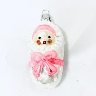 Skleněná ozdoba, ručně zdobená, dětský motiv, Růžové miminko, velikost 8 cm Balení: 1ks, Barva: bílá, Velikost: 8 cm