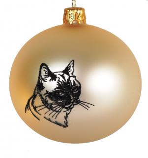 Skleněná vánoční ozdoba s textem na přání, de: kočka, domácí mazlíčci, 1 ks Balení: 1ks, Barva: zlatá, Velikost: 8 cm