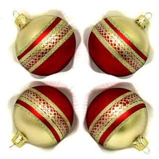 Skleněné vánoční koule 7 cm „Královská červeň“ – Elegantní dekorace v červenozlatém provedení - sada 4 ks Balení: 4ks, Barva: zlatá;červená, Velikost:…