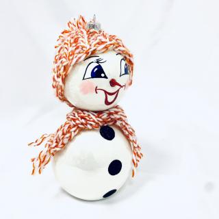 Svět sněhuláčků: Sněhuláček s oranžovo bílou čepicí a šálou Balení: 1ks, Velikost: 18 cm