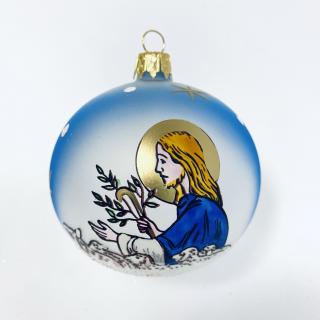 Vánoční koule na stromeček JEŽÍŠ A OVEČKY modrá koule 8 cm, dárkové balení 1 ks Balení: 1ks, Barva: modrá, Velikost: 8 cm
