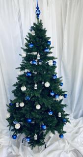 Vánoční strom - Modrá Lhota 180 cm bílo-modrý s 77 kusů skleněných ozdob Balení: 78 ks, Barva: modrá;bílá
