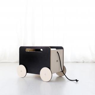 Dřevěný vozík na hračky ooh noo černý