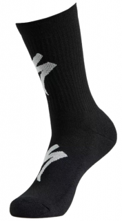 Cyklistické ponožky Specialized Techno MTB Tall Sock  Černé s bílým logem Velikost: L (EU 43-45)