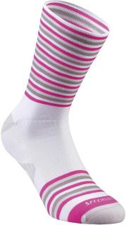 Letní cyklistické ponožky Specialized Full Stripe Socks  White/Pink Velikost: XL (EU 46+)