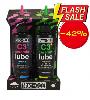 Muc-Off C3 Wet + Dry Twin Pack  Výhodná sada 2 maziv na řetěz