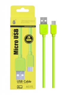 Datový a nabíjecí kabel PLUS, Micro USB, (AS115), zelený