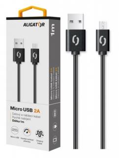 Datový kabel ALIGATOR 2A micro USB 1m, černý