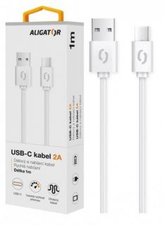 Datový kabel ALIGATOR 2A USB-C 1m, bílý