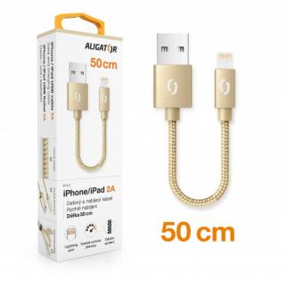 Datový kabel ALIGATOR PREMIUM 2A, Lightning 50cm zlatý