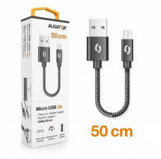 Datový kabel ALIGATOR PREMIUM 2A, Micro USB 50cm černý