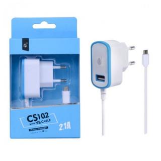 Nabíječka PLUS CS102, kabel MicroUSB + USB výstup 5V/2,1A - modrá
