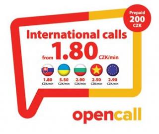 Předplacená SIM karta OpenCall s kreditem 200 Kč