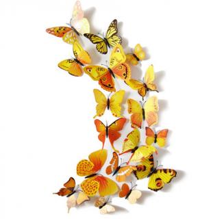 3D plastoví motýlci Burgundy / ŽLUTÁ
