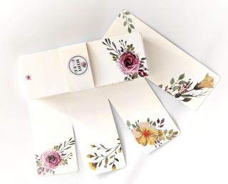 Kraft cedulky - papírové kartičky Flowers long / sada 40 ks