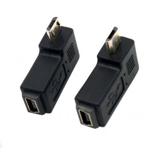 microUSB (male) - miniUSB (female) / 2 ks úhlové redukce