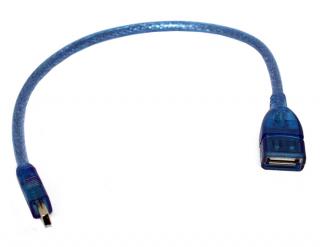 Nabíjecí a datový USB kabel - miniUSB 15 cm / MODRÝ