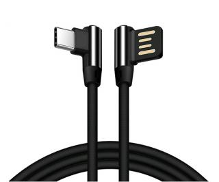 Úhlový nylonový USB kabel MANTIS - koncovka Type-C / ČERNÝ