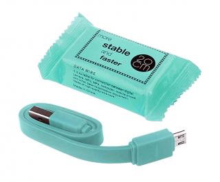 USB - microUSB krátký kabel CANDY / 24 cm Základní barva: tyrkysová