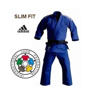 Kimono na judo IJF ADIDAS CHAMPION II Slim Fit - modré Na výšku: 160 cm