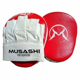 Kožené lapy dlaňové MMA WHITE/RED MUSASHI