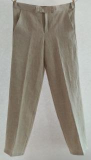 Pánské lněné kalhoty klasické LEN 100%: Režný, Velikost: L
