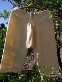 Turecké lněné kalhoty se šňůrkou LEN 100%: Režný, Velikost: L