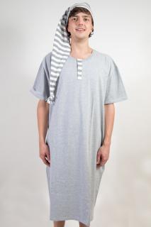 Pánská noční košile s čepičkou světle šedá Velikost: 4XL