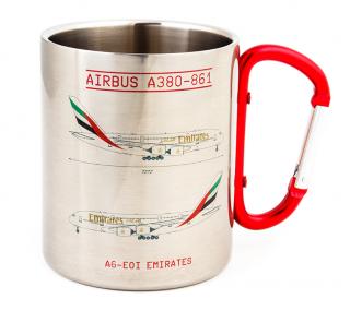 Plecháček s karabinou Airbus A380 Emirates 300 ml