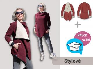 Beata | STŘIH + NÁVOD | Dámský cardigan Výšková skupina: 160 cm, Forma: Papírový střih (díly přes sebe)