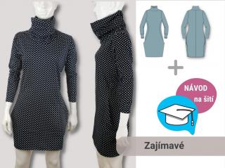 Bertina | STŘIH + NÁVOD | Dámské šaty/mikinošaty Výšková skupina: 150 cm, Forma: Střih v digitální podobě (PDF) na A0 (k vytištění v copy studiu)