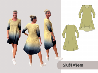 Dominika (šaty/mikinošaty) Výšková skupina: 150 cm, Forma: PDF střih A0 (díly přes sebe, k vytištění v copy studiu)