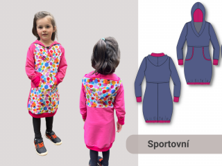 Doris (šaty/mikinošaty) Forma: Papírový střih (díly vedle sebe)