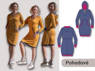 Doris (šaty/mikinošaty) Výšková skupina: 170 cm, Forma: Střih v digitální podobě (PDF) na A0 (k vytištění v copy studiu)