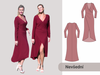 Johana (šaty) Výšková skupina: 160 cm, Forma: PDF střih A0 (díly přes sebe, k vytištění v copy studiu)
