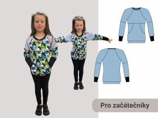 Kangaroo (dětská mikina) Forma: PDF střih A0 (díly vedle sebe, k vytištění v copy studiu)