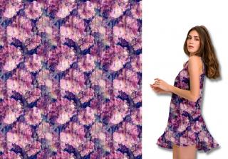 Květy růžovofialové s efektem tapety - metráž šíře 150 cm - Silky