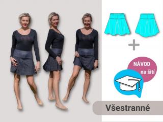 Líba | STŘIH + NÁVOD | Šortkové legíny se sukní Forma: Papírový střih (díly vedle sebe)