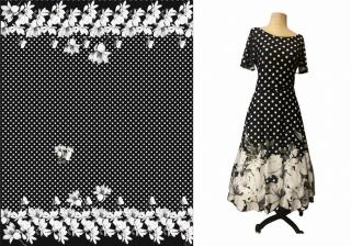 Magnolie a bílý puntík - panel nejen na šaty Patricie - 158x200 cm - Ferra