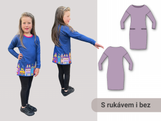 Matylda (dětské tričko-šaty) Forma: PDF střih A0 (díly přes sebe, k vytištění v copy studiu)