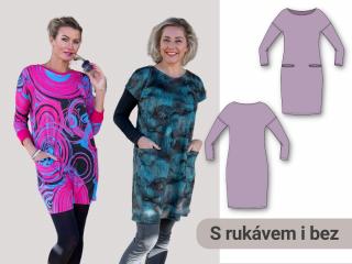 Matylda (šaty/mikinošaty) Forma: Papírový střih (díly přes sebe)