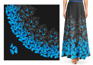 Modrý motýl - dlouhá půlkolová sukně - 145x290 cm - Ferra